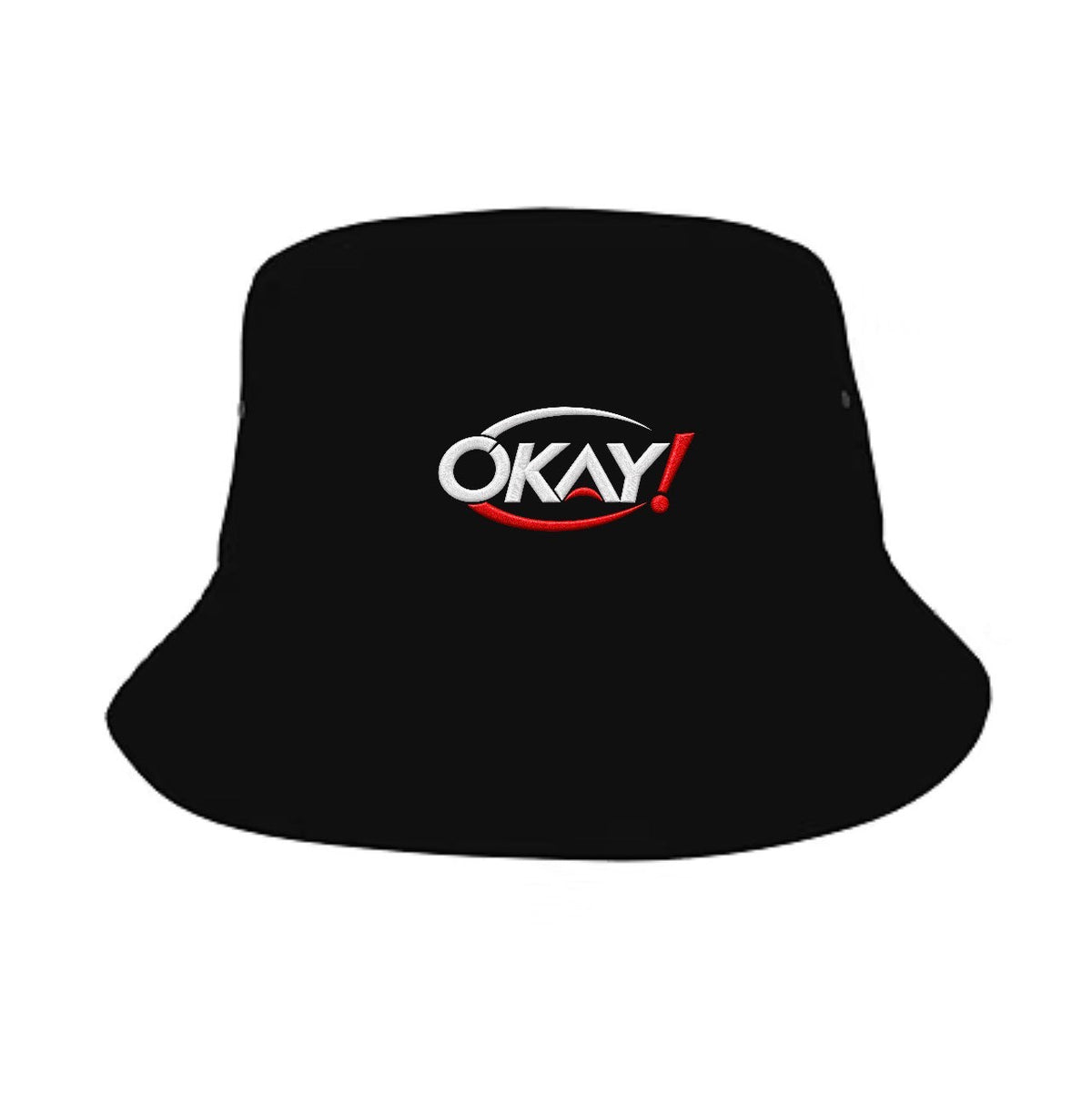 OKAY! Black Bucket Hat with embroidered logo